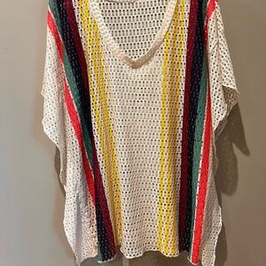 Roxy Mesh Multi-Colored Beach Cover Up, Size L